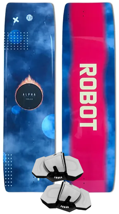 Robot Alpha Carbon Kiteboard with AirOne Foot Straps and Fins